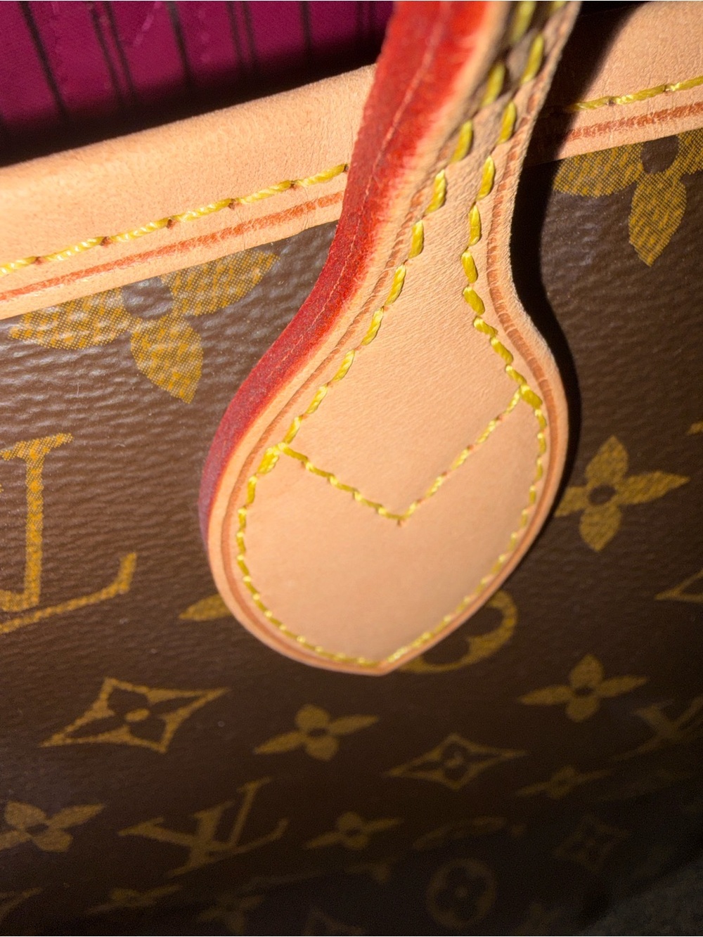 Designer Look Monogram  Canvas Tote Bag in Brown with Pink interior MM - Picture 4 of 4
